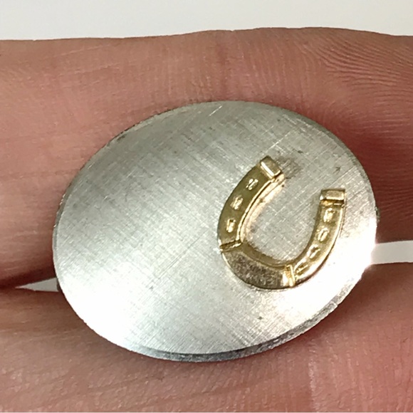 Vintage Swank Tie Clip with Horseshoe Equestrian Gold Silver Tone Men's Vintage - Picture 1 of 11